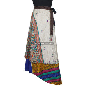 Vintage Reversible <b>Sarong</b> Sari Magic <b>Wrap</b> Skirt 2 Layer Reversible Magic Silk Saris <b>Wrap</b> Long Skirt Reversible Vintage Silk - Product Image 6