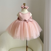 Robe de princesse pour filles 77, corsage en satin, encolure perlée, jupe en tulle, grand nœud, robe de demoiselle d'honneur, fabricant OEM, vente en gros