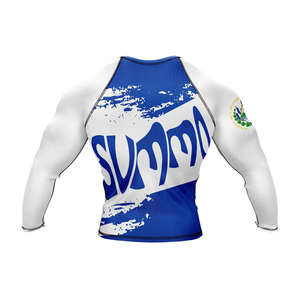 Camiseta de Compresión Deportiva para Hombre, Manga Larga, Diseño Gráfico de El Salvador, Blanca y Azul, para Entrenamiento Atlético, Ropa Deportiva de Alto Rendimiento - Product Image 5