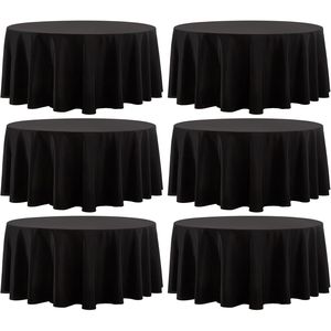 Set di 6 Tovaglie in Poliestere Effetto Lino Nero da 120 Pollici, Lavabili, Decorative per Tavoli da Pranzo e Banchetti - Product Image 2