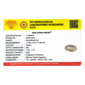 พลอยแซฟไฟร์สีเหลืองทรงรีธรรมชาติ 2.65 กะรัต พลอยหลวมสำหรับเครื่องประดับชั้นดี - Product Image 4