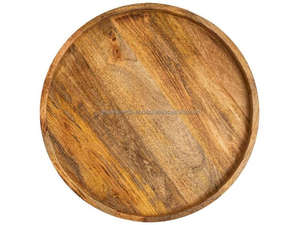 Mesa Auxiliar Redonda de Madera con Bandeja Superior, Mesa de Centro Moderna de Madera y Metal, Mesa Auxiliar de Café con Bandeja de Madera Maciza, Mesa Redonda Minimalista para Servir - Product Image 2