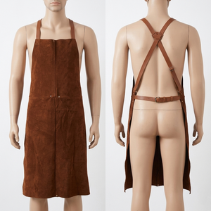 Premium 260 GSM Cotton Poly Gray Work Apron Leather Strap <b>Utility</b> Pocket Embroidered Logo Apron for Bakers and Chefs - Product Image 6
