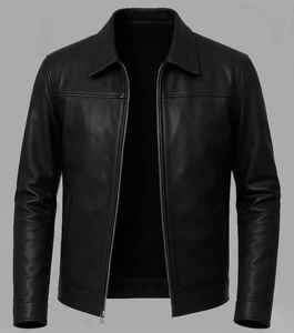 <b>Men</b> Rugged Leather <b>Jacket</b> Genuine Leather Casual Zip Front Durable Comfortable Outdoor Regular Fit Outerwear - Product Image 6