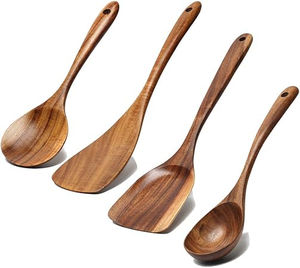 Cuchara de madera de alta calidad para servir alimentos, duradera, para uso diario en la cocina, de madera maciza, resistente al calor, para mezclar. - Product Image 1