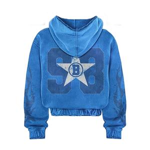 Sweat à capuche zippé personnalisé pour homme en molleton 100 % coton épais, séchage rapide, coupe-vent, écologique, coupe classique, style streetwear vintage - Product Image 3