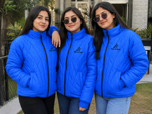 <b>Women</b>’s Blue Puffer <b>Jacket</b> | Winter Quilted Bomber Crop Top <b>Jacket</b> | Warm <b>Lightweight</b> Outdoor Fashion <b>Jacket</b> - Product Image 5