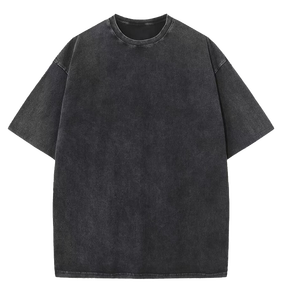 Oversized Men's Black Cotton T-<b>Shirt</b> Short Sleeve O-Neck Washed Jersey Casual Solid Color Blank Design Regular Length - Product Image 6