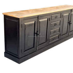 Buffet industriel en bois noir de qualité supérieure à 4 portes et 4 tiroirs Meubles élégants faits à la main pour la maison Bar Cuisine Hôtel Utilisation - Product Image 4