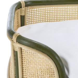 Nordic Rattan Cane <b>Dog</b> <b>Bed</b> Frame Green <b>Wood</b> Trim Rectangular Pet Sofa Lounge <b>Bed</b> With Cushion Factory Wholesale Pet Supplies - Product Image 5