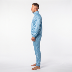 Survêtement en nylon pour homme, coupe-vent uni avec fermeture éclair intégrale et poche latérale, ensemble deux pièces personnalisé, vente en gros - Product Image 3