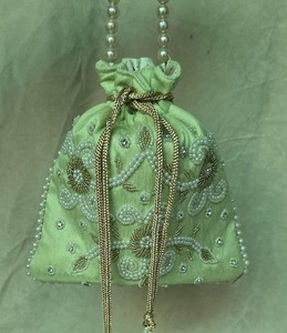Sac à main ethnique pour femme, élégant, en nylon, broderie florale, mode indienne, perles - Product Image 5