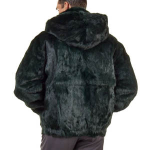 Veste à capuche en fourrure classique pour homme, look élégant sur le devant, coupe confortable, toucher doux, légère, chaude, écologique, finition lisse - Product Image 2