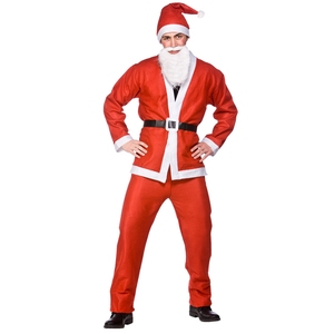 Christmas Festive Santa Outfit Complete Red Velvet Coat Trousers Santa Hat <b>Belt</b> Beard Gloves and Shoe Covers for Holiday - Product Image 1