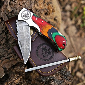 Cuchillo de Bolsillo Plegable Clásico UA Supplies, Hecho a Mano en Damasco, con Bloqueo de Seguridad, para Caza y Uso Industrial, Garantía de 1 Año, 6.5 Pulgadas, Personalizado - Product Image 6