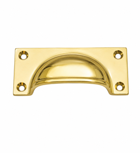 Premium Solid Brass Rich Finish Rectangle Shape Cup Puller <b>Handle</b> for Cabinet Drawer Right Hand Modern Design Easy Installation - Product Image 1