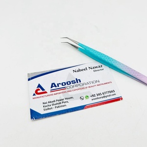 Venta al por mayor de alta calidad 45 grados Ombre recubierto SS pinzas sólido diamante agarre Acero inoxidable extensiones de pestañas puntiagudas - Product Image 4