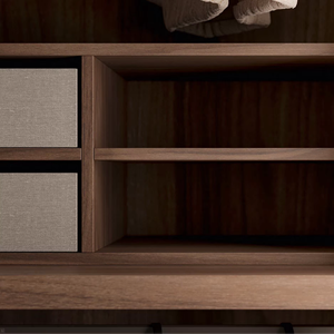 Armoire sur pied en bois au design européen moderne personnalisée JY Project avec portes coulissantes, miroir, tiroirs et éclairage LED pour chambre à coucher - Product Image 5