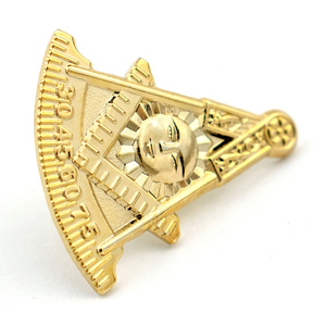 Den Industry Premium Gold Freemason Square & Compass Metal for Badge with Sun <b>Face</b> Masonic Symbol Butterfly Clutch Closure - Product Image 2