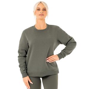 Hot Selling 100% Cotton Winter <b>Long</b> Crew Neck <b>Sweatshirt</b> <b>for</b> <b>Women</b> Front Logo Streetwear Style Customized Colors Knitted Fabric - Product Image 3