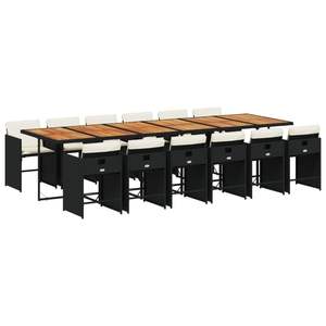 Juego de 12 Muebles de Jardín para Patio en Negro y Marrón con Cojines Blanco Crema - Product Image 2