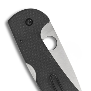Couteaux pliants noirs avec lame en acier inoxydable à bord plat et tranchant, manche ergonomique texturé, trou d'ouverture rond pour le pouce - Product Image 6