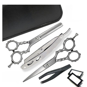 Tijeras de Acero Inoxidable Premium para Cortar y Entresacar Cabello con Cuchilla Recta Plegable y Set de Pinzas para Cejas - Product Image 1