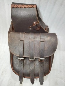 Premium Quality Leather Western Saddle Bag With 3 Strap Tan <b>Pipping</b> For Horse Available At Competitive Price - Product Image 6