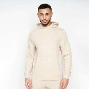 Survêtement à capuche beige pour homme, couleur unie, coupe décontractée, 100 % coton respirant, style automne - Product Image 4