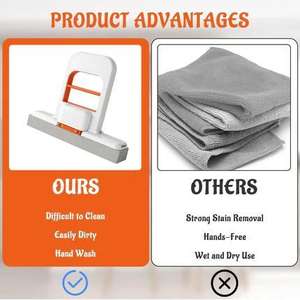 Ensemble de serpillères de bureau pliables 2 pièces avec 2 serpillères et 2 chiffons en microfibre non tissée, légers et résistants aux taches - Product Image 4