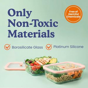 Paquete de 4 Recipientes de Vidrio No Tóxicos para Almacenamiento de Alimentos con Tapas, Libres de Plástico y Herméticos, en Varios Tamaños (12, 21, 32 Onzas) para Preparación de Comidas - Product Image 2