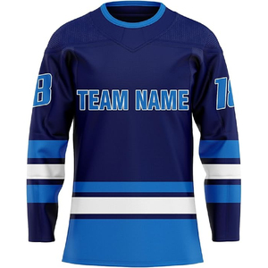 Custom Team Logo Printing Ice Hockey Jersey Wear Mesh Long Sleeve Breathable Eco-Friendly <b>Waterproof</b> Quick Dry 100% Polyester - Product Image 4