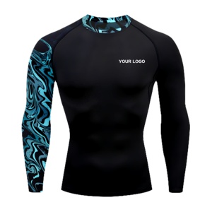 Wholesale <b>Men's</b> Custom MMA Training <b>Compression</b> <b>Shirt</b> Round Collar Long Sleeve <b>Shirt</b> <b>for</b> Sport Fitness BJJ Fighting Rash Guard - Product Image 3