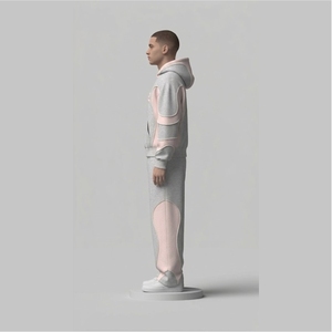 Conjunto Deportivo Personalizado para Hombre, de Felpa Técnica Gruesa, con Sudadera con Cierre y Paneles Curvos en 3D y Pantalones Deportivos de Pierna Ancha - Product Image 4