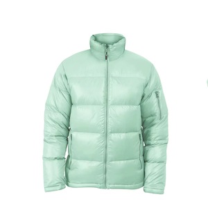 Chaqueta de Plumón Verde Claro para Hombre, Cuello Alto, Resistente al Viento, Informal, para Invierno, Cierre de Cremallera, Color Sólido - Product Image 1