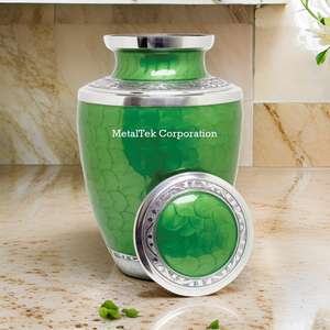 Green Large Cremation Urn For Adult Memorial Keepsake Ashes American Style Wholesale Funeral <b>Supplies</b> Decorative Urns Supplier - Product Image 2
