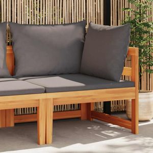 Sofá de Jardín de Diseño Esquinero en Gris Oscuro, 100% Poliéster, Madera de Acacia Sólida, Tamaño Mediano - Product Image 1