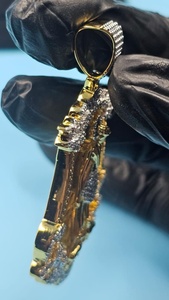 Moissanite Santa Muerte 925 Sterling Silver Gold Plated Luxury Hip Hop <b>Iced</b> Custom VVS Moissanite Men's Pendant GCI IDGL - Product Image 4