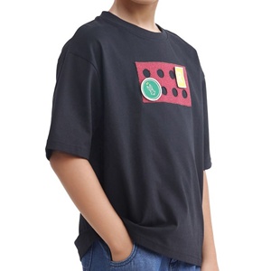 T-shirt pour garçons, qualité supérieure, col rond, tricot 100% coton, décontracté, été, manches courtes, anti-boulochage, épaules tombantes - Product Image 1