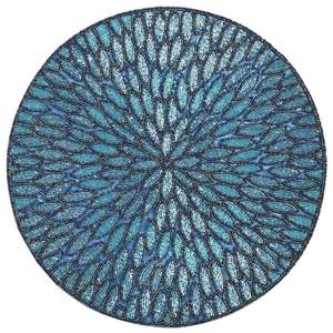 Napperons de table personnalisés en verre étoilé brodés de perles, ton argenté, avec perles de rocaille - Product Image 2