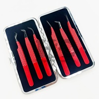 Pinces à extensions de cils professionnelles en acier inoxydable, pointes en fibre, manche à coupe diamant, embout noir, étui personnalisé, logo personnalisé, pince à cils en vison plate