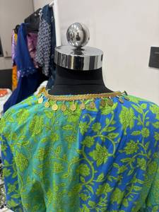 Wholesale Green Color Floral Print V Neck Kimono Half Sleeve Gold Coin Lace Trim <b>Wrap</b> Waist Holiday Premium Women's <b>Beach</b> Wear - Product Image 3