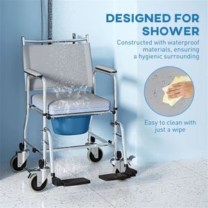 Sedia a rotelle comoda per disabili con alimentazione manuale ed elettrica, in plastica e acciaio resistente, certificata TUV - Product Image 5