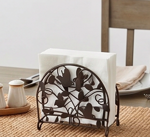 Metal Napkin Holder With <b>Birds</b> And Leaves Design Vintage Style Free <b>Standing</b> Decorative Table Accessory And Kitchen Use - Product Image 3