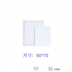 LIENZOS Ensemble élégant toile et cadre 50x70, cadre en bois blanc minimaliste avec finition peinte, art mural fait main - Product Image 2