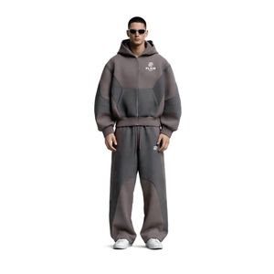 Ensemble de survêtement oversize bicolore premium pour homme – Sweat à capuche zippé et pantalon de jogging coupe décontractée – Style streetwear - Product Image 6
