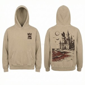 Sweat à capuche personnalisé gris foncé délavé à l'acide pour homme, motif mains priantes effet délavé vintage, thème religieux, streetwear, fabrication usine - Product Image 4