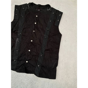 Chaleco Gótico Punk para Hombre, Negro, con Tachuelas y Remaches, Estilo Industrial Cyber Goth, con Botones a Presión, Ropa Urbana - Product Image 3
