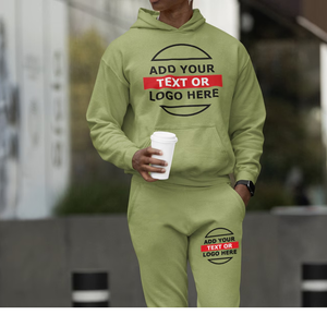 Survêtement homme uni en polyester/coton lourd, personnalisable avec logo privé, style décontracté - Product Image 4