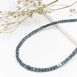 Perles cubiques de diamant bleu naturel facettées AAA 3 mm, brin de 14 pouces, fournisseur en gros de perles de diamant en vrac - Product Image 3